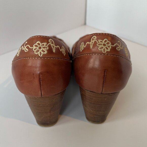 Seychelles Anthro Leather boho Wedge Sandals size 8 - Picture 3 of 6